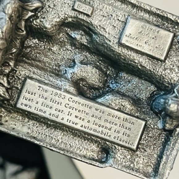 Belt Buckle vtg silver pewter brass Bergamot Siskiyou Arroyo 1953 Corvette car - Picture 3 of 4